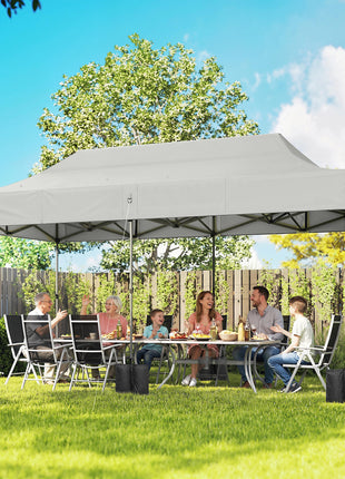 10 x 20 ft Pop Up Canopy Tent, Heavy Duty UPF50+ Outdoor Portable Instant Canopy Shelter with Wheeled Bag, White