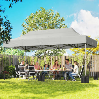 10 x 20 ft Pop Up Canopy Tent, Heavy Duty UPF50+ Outdoor Portable Instant Canopy Shelter with Wheeled Bag, White