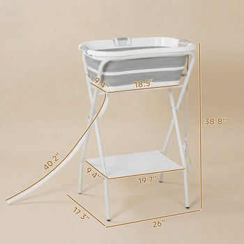 Dog Bath Tub Dog Washing Station, Elevated Foldable Dog Bathtub with Hose, Storage Shelf, for Small Dogs Puppies Gray