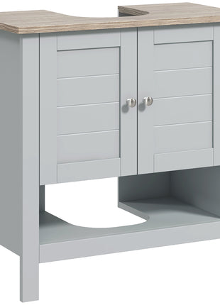 Pedestal Sink Storage Cabinet, Under Sink Cabinet, Bathroom Vanity Cabinet with Adjustable Shelf and Open Bottom Shelf, Gray