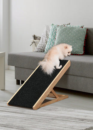 Elevated Dog Ramp for Bed, Foldable and Height Adjustable Pet Ramp for Cats with Non-Slip Finish, Pine 35.5" L x 16" W x 24" H, Black