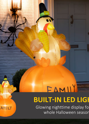 4.9ft Inflatable Thanksgiving Turkey, Blow Up LED Display for Garden Indoor Outdoor