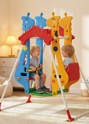 Kids Indoor Swing with Double Seats, Toddler Swing Set with Safety Belts for Aged 3-5, Play Room, Living Room