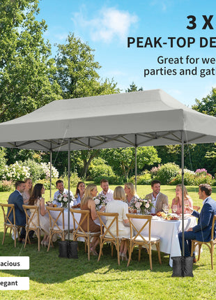 10 x 20 ft Pop Up Canopy Tent, Heavy Duty UPF50+ Outdoor Portable Instant Canopy Shelter with Wheeled Bag, White