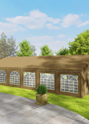 20' x 40' Party Tent, Outdoor Canopy Tent with Removable Sidewalls, 12 Windows for Parties, Wedding, Events, BBQ, Brown