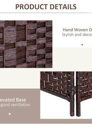 Room Divider 3 Panel, 6FT Tall Folding Privacy Screen, Freestanding Hand-Woven Partition for Room Separation with 360° Hinges, Paper Rope Diamond Weave, Brown