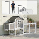 82" Wooden Chicken Coop, Large Outdoor Hen House for 2-3 Hens, Chicken House with Nesting Box, Pull-on Tray