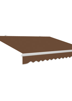 13' x 8' Retractable Awning, Patio Awnings, Sunshade Shelter w/ Manual Crank Handle, UV & Water-Resistant Fabric and Aluminum Frame for Deck, Balcony, Yard, Coffee Brown