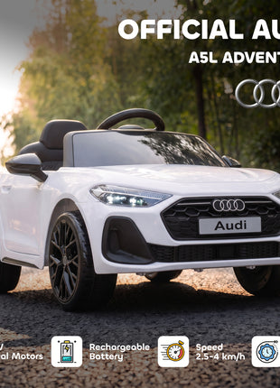Audi A5L Licensed Electric Ride on Car for Kids 3-6 with Remote Control Dual Motors 4-Wheel Suspension Music, White