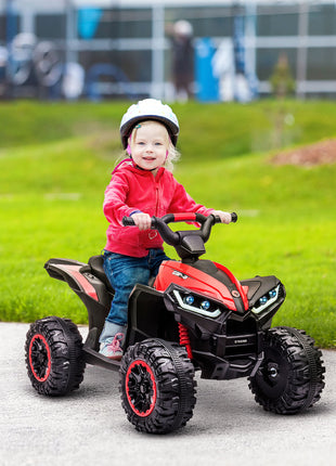 12V Kids ATV Quad Car with Forward & Backward Function, Four Wheeler for Kids with Wear-Resistant Wheels, Music, Electric Ride-on ATV for Toddlers Ages 3+ Years Old, Red
