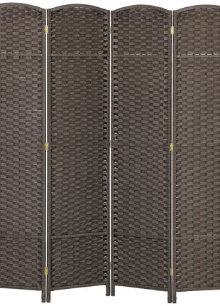 Folding Room Divider Screen 4 Panel 5.6 ' Tall Privacy Screen Freestanding Room Partition for Home Office, Brown