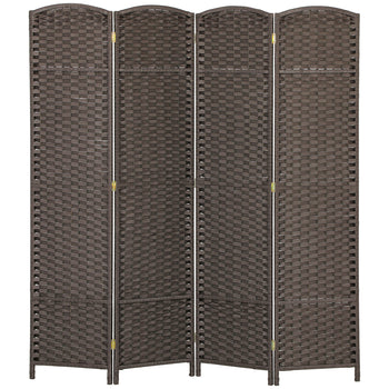 Folding Room Divider Screen 4 Panel 5.6 ' Tall Privacy Screen Freestanding Room Partition for Home Office, Brown
