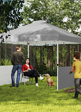 10' x 10' Pop Up Canopy Tent with 2 Half Sidewalls, UV50+ Instant Sun Shelter with Wheeled Carry Bag, Dark Gray