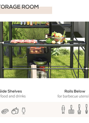 8' x 5' Outdoor Grill Gazebo Canopy Shelter with Vented PC Roof, Side Shleves