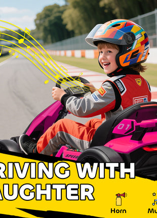 24V 7.5 MPH Electric Go Kart with Adjustable Seat, Slow Start, Pink