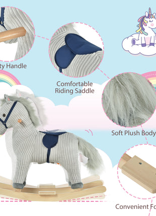 Kids Rocking Horse Plush Ride on Horse Toddle Rocker for 36-72 Months