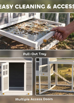 82" Wooden Chicken Coop, Large Outdoor Hen House for 2-3 Hens, Chicken House with Nesting Box, Pull-on Tray