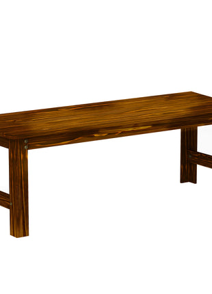 2-Seat Wood Garden Bench, Patio Bench Outdoor Bench with Slatted Seat, Backless Front Porch Bench for Park, Garden, Poolside, Deck, Carbonized