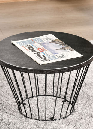16" Steel Patio Side Table, Garden End Table with Hourglass Design, Accent Table for Outdoor and Indoor Use, Distressed Black