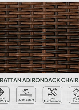 Patio Adirondack Chair with Rattan Wicker, Soft Cushions, Tall Curved Backrest for Deck or Garden, Cream White