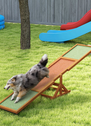 Wooden Dog Agility Seesaw for Training and Exercise, Weather Resistant, 83" L x 16" W x 14" H, Orange