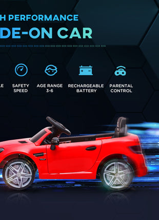Mercedes SLC 300 Licensed Kids Electric Car with Remote Control, 12V Battery Powered Kids Ride on Car with Music, Lights, Suspension for 3-6 Years Old, Red