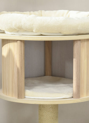 Cat Tree, 3 Level Cat Tower with Scratching Posts, Bed, Condo, Badminton Toys, for Multiple Kittens