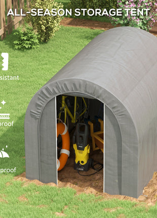 Galvanized Metal 6' x 8' Outdoor Storage Tent, Heavy Duty and Waterproof Portable Shed, for Bike, Motorcycle, Tools