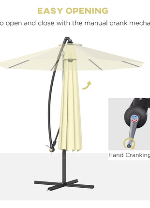10' Cantilever Tilt Offset Patio Umbrella w/ UV & Water Safe Material & Cross Base (Weight Not Included), Beige