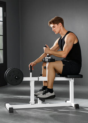 Adjustable Steel Seated Calf Raise Exercise Strength Training Gym Equipment, White