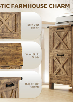 Vertical File Cabinet with 2 Drawers, Rustic Farmhouse Office Storage Cabinet for A4, Letter Size, Rustic Brown