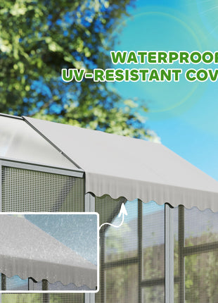 Large Wooden Chicken Run with Waterproof & Anti-UV Cover, for 6-8 Chickens, for Backyard, Farm, 5.5' x 6' x 6'