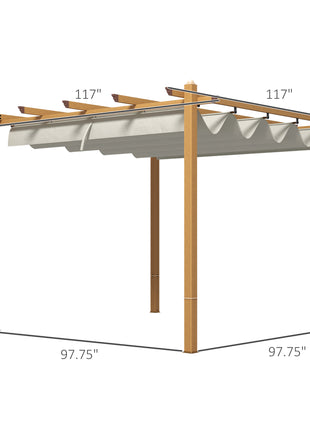 10' x 10' Retractable Pergola Canopy, Aluminum Pergola Sun Shade Shelter for Garden, Patio, Backyard, Deck, Cream
