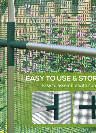 Galvanized Steel Crop Cage, Plant Protection Tent with Zippered Door, 4' x 12', Green