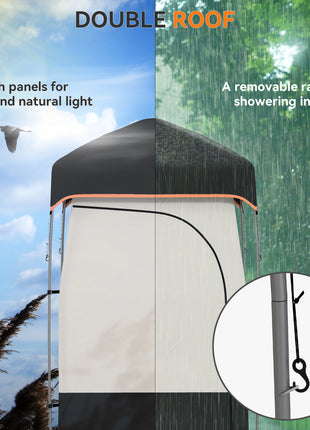 Camping Shower Tent, Portable Privacy Shelter with Solar Shower Bag, Removable Floor and Carrying Bag, Black