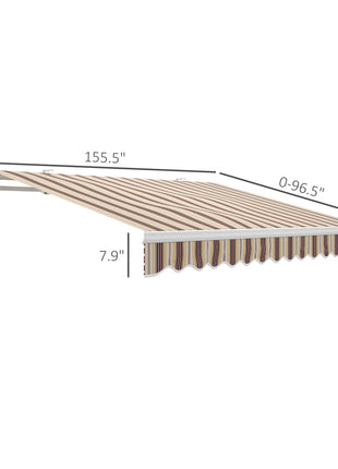 13' x 8' Retractable Awning, Patio Awnings, Sunshade Shelter w/ Manual Crank Handle, UV & Water-Resistant Fabric and Aluminum Frame for Deck, Balcony, Yard, Red Stripes