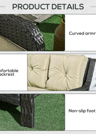 2-Seater Outdoor Sofa w/ 4" Thick Cushions, Outdoor Couch, Beige