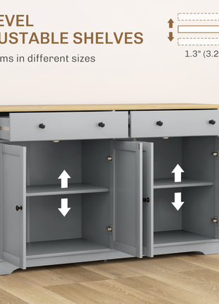 Modern Sideboard, Buffet Cabinet with Storage Drawers, Adjustable Shelves for Living Room, Dining Room, Entryway, Gray