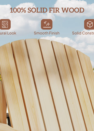 Oversized Adirondack Chair, Outdoor Fire Pit and Porch Seating, Classic Log Lounge w/ Built-in Cupholder, Natural Wood