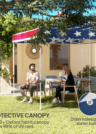 10' x 10' Heavy Duty Pop Up Canopy Tent with Sidewall, UPF50+ Instant Sun Shelter with Storage Pockets, American Flag