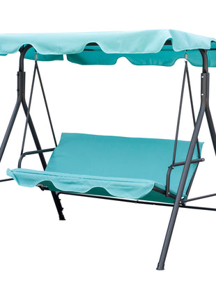 3-Seat Outdoor Patio Swing Chair with Removable Cushion, Steel Frame Stand and Adjustable Tilt Canopy for Patio, Garden, Poolside, Balcony, Backyard, Green