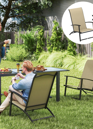 Set of 2 Outdoor Dining Chairs with High Back, Armrests, Folding Patio Chairs for Patio, Lawn, Camping, Beige