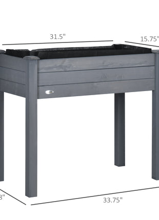 34" Raised Garden Bed, Elevated Wooden Planter Box with Holes for Vegetables, Herb, Flowers for Backyard, Dark Gray