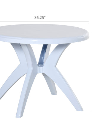 Patio Dining Table with Umbrella Hole Round Outdoor Bistro Table for Garden Lawn Backyard, White