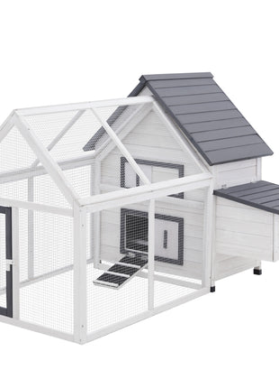 65" Chicken Coop Wooden Chicken House Rabbit Hutch Poultry Cage Hen Pen Backyard with Nesting Box, Ramp, Run