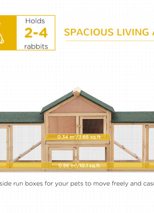 Rabbit Cage Outdoor, Rabbit House 83" 2 Story Deluxe XL Wooden Rabbit Hutch Big Bunny Cage w/ Ladder and Run