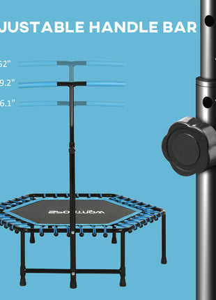 45" Rebounder Trampoline for Adults, Quiet Bungee Rebounder with LED Lights and Adjustable Handle, Blue