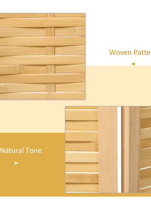 Hand Woven Room Divider, 3 Panel Bamboo Folding Privacy Screen for Home Office, 47.25"x67"x0.75", Natural
