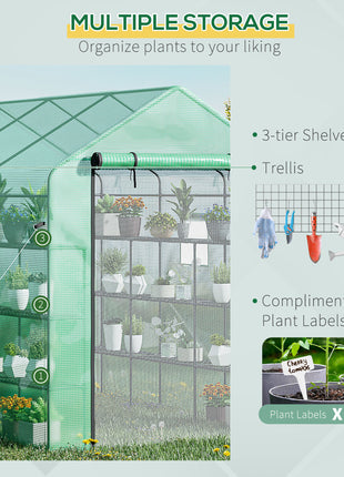 8' x 6' x 7' Temporary Greenhouse for Growing Flowers with Mesh Door & Windows Green