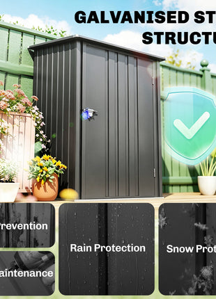 Small Metal Garden Shed, 3.3' x 3.4', Galvanized Steel, Lockable Tool Shed for Patio, Backyard, Lawn, Dark Gray